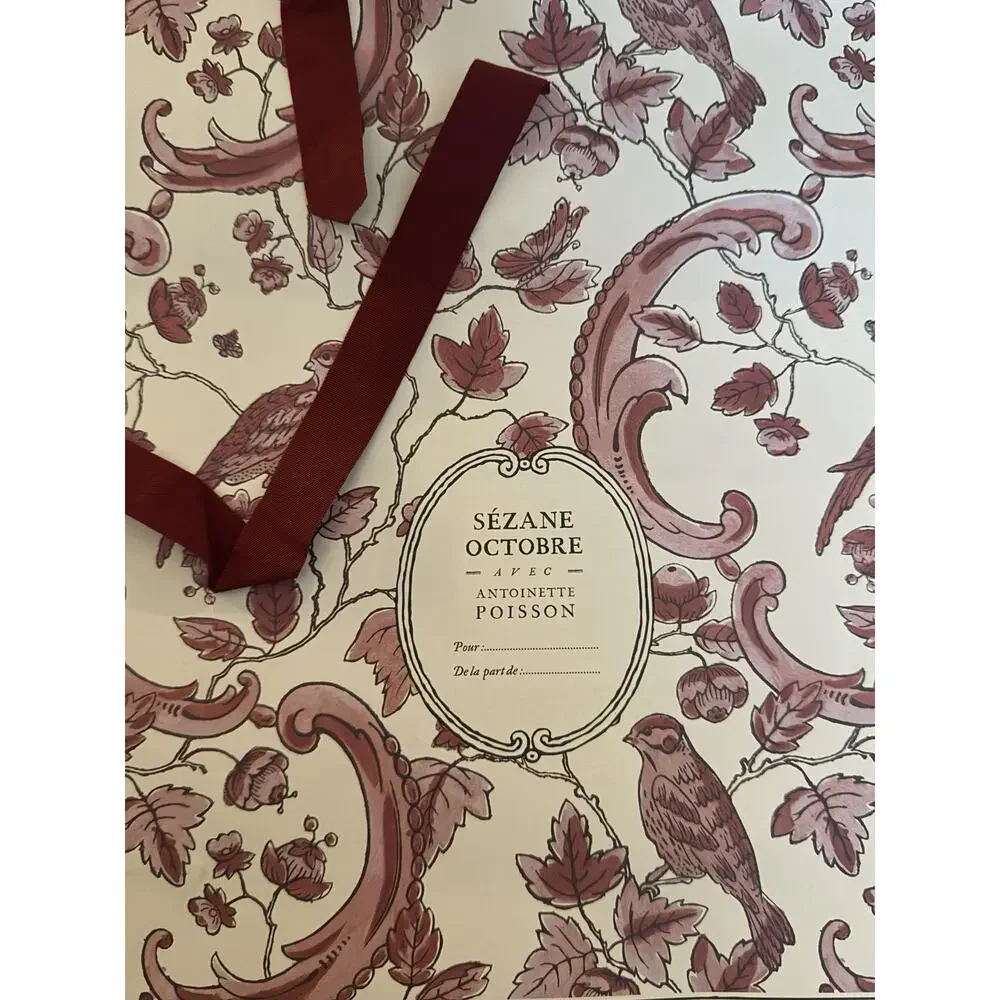 NEW Sezane Octobre Red White Cream Holiday Gift Pouch